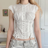 Bandage Design Single-breasted Fairycore Blouse